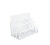 VANRA Metal Letter Tray, Letter Rack with 3 Compartments, Desk Organiser, Newspaper Rack for School, Office Accessories, White