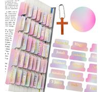 VANRA Onglets de la Bible pour femme - Fournitures de journal biblique - 75 onglets laminés arc-en-ciel - Grand imprimé avec lettrage doré pour l'ancien et le nouveau testament