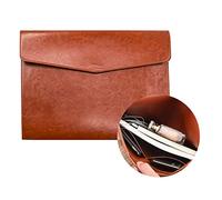 VANRA Organiseur de fichiers en cuir synthétique avec bouton de fermeture magnétique et sac intérieur pour papier format A4 (marron)