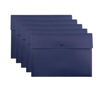 VANRA Poly File Folder Pockets File Jacket Enveloppe en plastique Plat Document Lettre Organiseur avec fermeture à bouton-pression Format lettre A4 (Bleu marine)