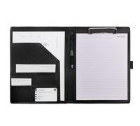 VANRA Porte-bloc en cuir pour entretiens, documents juridiques, format A4, bloc-notes, bloc-notes avec porte-cartes de visite (noir)