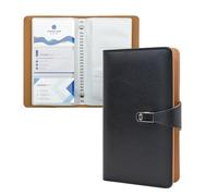VANRA Porte-cartes de visite en cuir avec 300 emplacements pour cartes, classeur professionnel pour cartes de crédit pour homme et femme (noir)
