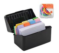 VANRA Porte-cartes d'index 7,6 x 12,7 cm, étui de rangement pour 300 cartes d'index colorées vierges en vrac avec anneau (noir)