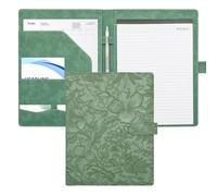 VANRA Porte-documents en cuir synthétique avec bloc-notes, organiseur de documents, bloc-notes au format lettre pour entretien, école, bureau (vert)