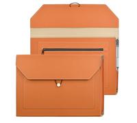 VANRA Porte-documents extensible en cuir synthétique avec 2 poches, organiseur de documents avec cordon élastique pour papier format A4 (marron)