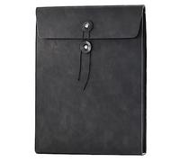 VANRA Porte-documents vertical en cuir synthétique extensible pour documents A4 avec cordon de fermeture (noir)
