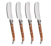 VANRA Set de couteaux à beurre 4 pièces en acier inoxydable avec manche en bois de rose pour Sandwich Confiture Pain Crème Canape Appetizer Couteaux Spatule 6.2-inch