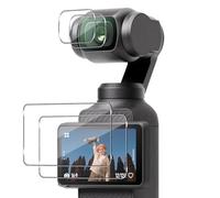 Vanrain 2+2 Pièces Protection D'écran per DJI Osmo Pocket 3 e Caméra Arrière Protecteur, Verre trempé per DJI Pocket 3, 9H Dureté Haute définition Anti-Rayures Sans Bulles