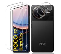 Vanrain Verre Trempé pour Xiaomi POCO F7 Pro/F7 Ultra, 2+2 Pièces Protection D'écran Film et Caméra Arrière Protecteur, 9H Dureté Film Haute Définition Sans Bulles