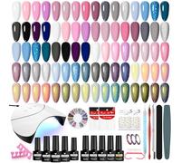 VANREESA 20 Colours Kit Vernis Semi Permanent, 25Pcs Kit Ongle Gel UV Complet avec Base Top Mat Pailleté Coat et Lampe LED 36W U V et Outils de Manucure, Set Manucure pour Débutants