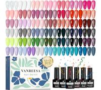 VANREESA 50PZ Kit Vernis Semi Permanent, 45 Couleurs Vernis Gel UV Semi Permanentavec Base Top Coat Brillant Mat Pailleté, Kit Manucure pour Les Débutants, Cadeaux pour Femmes