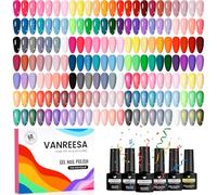 VANREESA 55 Couleurs Vernis Semi Permanent, 60pcs Vernis Gel UV Semi Permanent avec Base Top Coat Mat Pailleté, Rouge Jaune Orange Violet Bleu Vert Fraise Printemps Doux Vernis Gel Cadeau pour Femmes