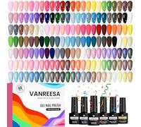 VANREESA 60Pcs Vernis Semi Permanent, 55 Couleurs Vernis Gel UV Semi Permanent avec Base Top Coat Mat Pailleté, Rouge Rose Bleu Vert Jaune Noir Toutes Saisons Vernis Gel Cadeau pour Femmes