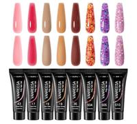 VANREESA Kit Ongle Acrygel Rose Glitter Tube Gel Ongles 8 Couleurs 15ml, Gel Construction Ongle UV pour Les Débutantes DIY à La Maison, Cadeau pour Femmes