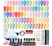 VANREESA Kit Verni Semi Permanent, 20 Couleurs Macaron Frais Vernis Gel UV Semi Permanent avec Base Top Mat Pailleté Coat et Lampe LED 36W U V et Outils de Manucure