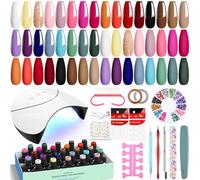 VANREESA Kit Vernis Semi Permanent 42 Pièces avec Lampe U V Kit Ongle Gel U V Complet 24 Couleurs Gloss et Top Coat Mat Vernis Gel UV Semi Permanent avec Outils de Manucure pour Toutes Les Saisons