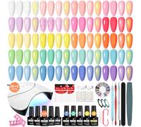 VANREESA Kit Vernis Semi Permanent avec Base Top Coat et Lampe UV | 20 Couleurs Macaron Frais Vernis Gel UV Semi Permanent avec Base Top Mat Pailleté Coat et Lampe U V et Outils de Manucure