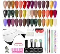 VANREESA Kit Vernis Semi Permanent avec Lampe U V, Kit Ongle Gel U V Complet 21 Couleurs Gloss et Top Coat Mat Kit Complet Vernis Gel avec Manucure Outils, Cadeaux pour Femmes