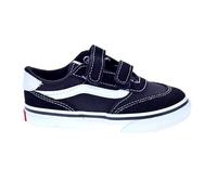 Vans Brooklyn Ls - Chaussures enfant mixte noir/blanc en cuir et toile, fermeture scratch, semelle souple 26