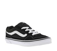 VANS Caldrone - Baskets basses cuir garçon noir, lacets, semelle plate, motifs blancs 33