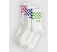 Chaussettes Vans Classic Check Crew blanc rose bleu (3 paires) - XL