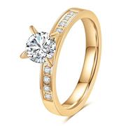 VanSabrina Bague de fiançailles éternité en oxyde de zirconium pour femme, Acier inoxydable, Pas de pierre précieuse