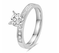 VanSabrina Bague de fiançailles éternité en oxyde de zirconium pour femme, Acier inoxydable, Pas de pierre précieuse