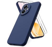 Vansdon Coque Compatible avec Honor 400 5G, 2 Film de Protection en Verre trempé, Housse Souple en TPU en Silicone Liquide, Etui en Caoutchouc Antichoc - Bleu Nuit
