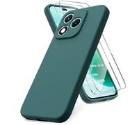 Vansdon Coque Compatible avec Honor 400 Lite, 2 Film de Protection en Verre trempé, Housse Souple en TPU en Silicone Liquide, Etui en Caoutchouc Antichoc - Vert Nuit