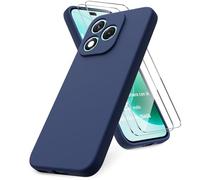Vansdon Coque Compatible avec Honor 400 Lite, 2 Film de Protection en Verre trempé, Housse Souple en TPU en Silicone Liquide, Etui en Caoutchouc Antichoc - Bleu Nuit