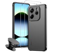 Vansdon Coque Mat pour Xiaomi Redmi Note 14 5G, avec 2 Verre Trempé, Étui de Protection Anti-Collision en TPU Translucide avec Dos en PC pour Redmi Note 14 5G-Noir