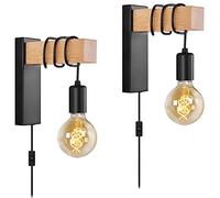 VANSINTEK Lot de 2 appliques murales à brancher E27 pour chambre à coucher, ferme, appliques de lecture, luminaires muraux (Lot de 2 seulement, UE uniquement)