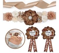 Vansolinne Kit d'écharpe de maternité sur le thème occidental pour fête prénatale avec inscription « Mom to Be Daddy to Be » - Décorations de fête prénatale - Chapeau de cowboy - Bandeau ventral