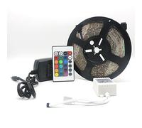Vansuky Ruban LED 3528 RGB Etanche 5 Meter Strip Light Multicolore 300 LEDs Télécommande Infrarouge 24 Touches,Adapteur,Alimentation 2A 12V