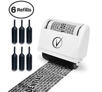 Vantamo - Kit tampon rouleau confidentiel pour protection contre le vol d'identité, avec 6 recharges d'encre, permet de masquer les informations confidentielles, blanc chic