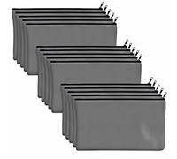 Vantasii Pack de 15 sachets en Coton Vierge Artisanat Sacs à Fermeture éclair Trousse de Maquillage pour Rangement Fixe des Cosmétiques (Gris, 21 x 12 cm)