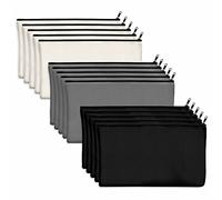 Vantasii Pack de 15 sachets en Coton Vierge Artisanat Sacs à Fermeture éclair Trousse de Maquillage pour Rangement Fixe des Cosmétiques (Noir + Gris + Blanc, 21 x 12 cm)