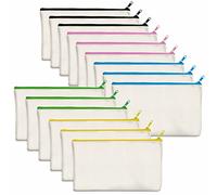 Vantasii Pack de 15 Sacs en Coton Vierge Artisanat Sachets à Fermeture éclair Trousse de Maquillage pour Rangement Fixe des Cosmétiques (Beige, Fermeture éclair Couleur, 21 x 12 cm)