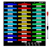 Vantasii Tableau avec poche d'Organisation, Dossier organisateur de fichiers muraux avec 30 Poches, 30 Cartes Effacables à Sec Plus 8 Crochets Muraux +5 Crochets de Porte,107 X 119 cm