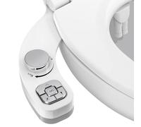Vantency Bidet Toilette WC non électrique - Toilette Japonaise -Deux Buses ables Autonettoyantes - Conception à Boutons - Facile à utiliser (argenté)