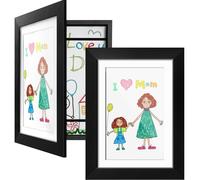 Vantimo 2 Cadre photo A4 Dessin Enfant pour le Rangement et la PréSentation des Dessins d'enfants à Changer Format Stocke jusqu'à 150 Créations Noir