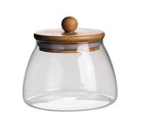 VANTOBEST Bocaux de rangement hermétiques en verre avec couvercles en bois de bambou, boîtes alimentaires scellées, multi-usages, épices, thé, sucre, biscuits, terrarium décoratif et vase à bonbons