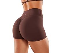 VANTONIA Butterluxe - Short d'entraînement froissé sans couture sur le devant - Short de motard de 5,1 cm - Short de yoga taille haute doux, taupe, Taille S