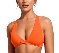 VANTONIA Butterluxe Soutien-gorge de sport à bretelles croisées sur le devant avec cache-tétons, orange fluo, Taille L