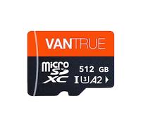 Vantrue 512Go Carte mémoire microSDXC UHS-I U3 4K avec Adaptateur Compatible avec Dashcam, Smartphone, Tablette, caméra d'action et caméra de Surveillance (512Go)
