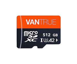 Vantrue 512Go Carte mémoire microSDXC UHS-I U3 4K avec Adaptateur Compatible avec Dashcam, Smartphone, Tablette, caméra d'action et caméra de Surveillance (512Go)