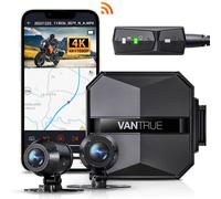 VANTRUE F1 Dashcam moto 4K + 1080P (avant et arrière), WiFi 5 GHz, GPS, étanche IP67, instructions vocales en allemand, enregistrement 24h/24. Détection de collision
