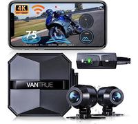 VANTRUE Falcon-1 4K+1080P Caméra de Moto étanche IP67, WiFi GPS Dashcam Moto Avant et Arrière, 24 Heures Détection de Collision