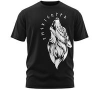 vanVerden North Legendary T-Shirt Homme - Fenriswolf 2.0 Fenrir Loup Imprimé sur la Poitrine, Cadeaux Vikings Nordiques Walhalla pour Hommes, Odin Thor Valhalla Viking, Couleur:Noir/Blanc, Taille:3XL