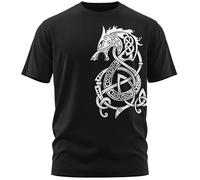 vanVerden North Legendary T-Shirt Homme - Fenriswolf 2.0 Fenrir Loup Imprimé sur la Poitrine, Cadeaux Vikings Nordiques Walhalla pour Hommes, Odin Thor Valhalla Viking, Couleur:Noir/Blanc, Taille:5XL